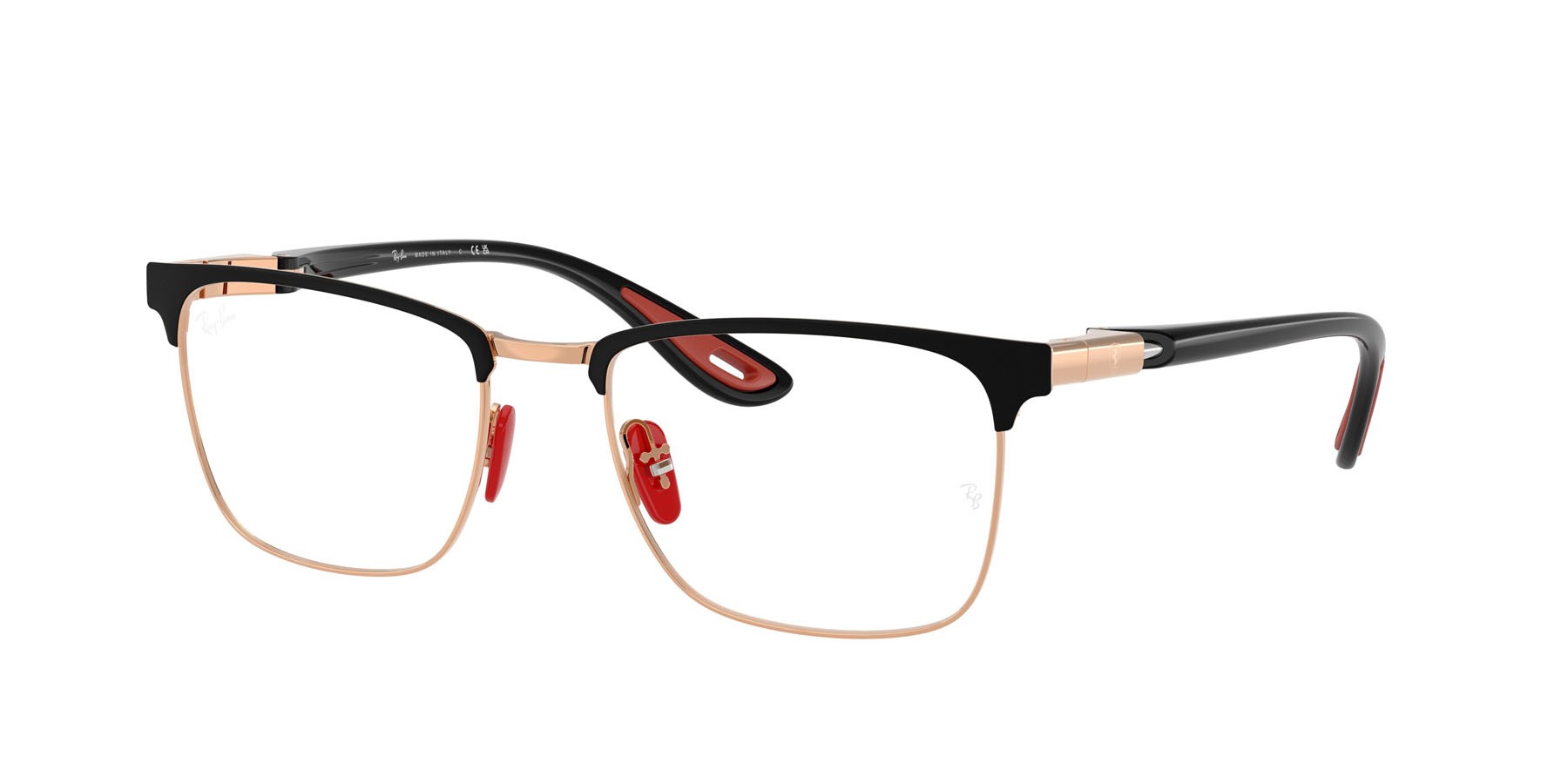 Occhiali da vista Ray-Ban Scuderia Ferrari RX 6621M (F132) - RB 6621M F132 colore black on rose gold forma quadrato lenti trasparente
