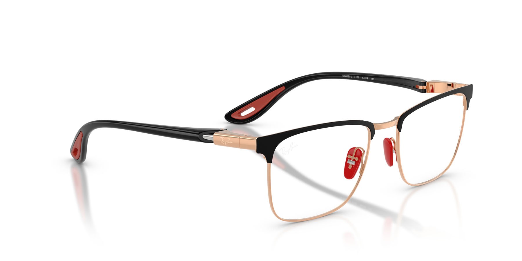 Occhiali da vista Ray-Ban Scuderia Ferrari RX 6621M (F132) - RB 6621M F132 colore black on rose gold forma quadrato lenti trasparente