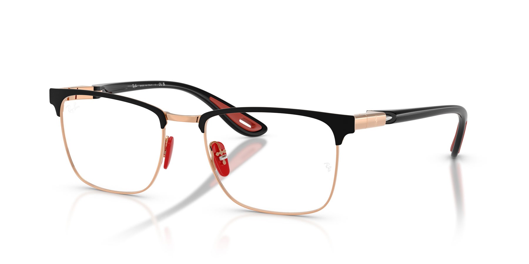 Occhiali da vista Ray-Ban Scuderia Ferrari RX 6621M (F132) - RB 6621M F132 colore black on rose gold forma quadrato lenti trasparente
