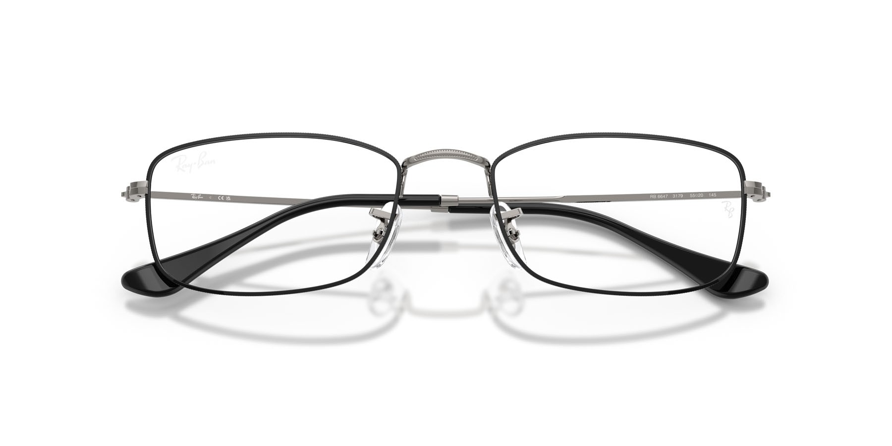 Eyeglasses Ray-Ban RX 6647 (3179) - RB 6647 3179 color nero su gunmetal shape irregular lenses trasparente