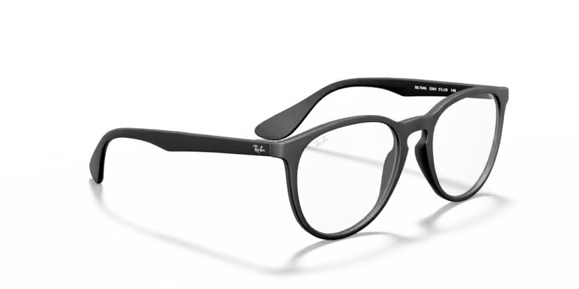 Eyeglasses Ray-Ban Erika Optics RX 7046 (5364) - RB 7046 5364 color rubber black shape round lenses demo lens