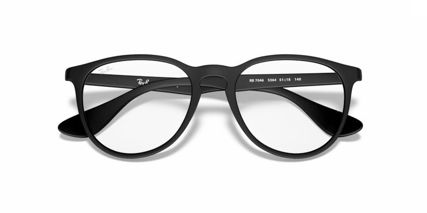 Eyeglasses Ray-Ban Erika Optics RX 7046 (5364) - RB 7046 5364 color rubber black shape round lenses demo lens