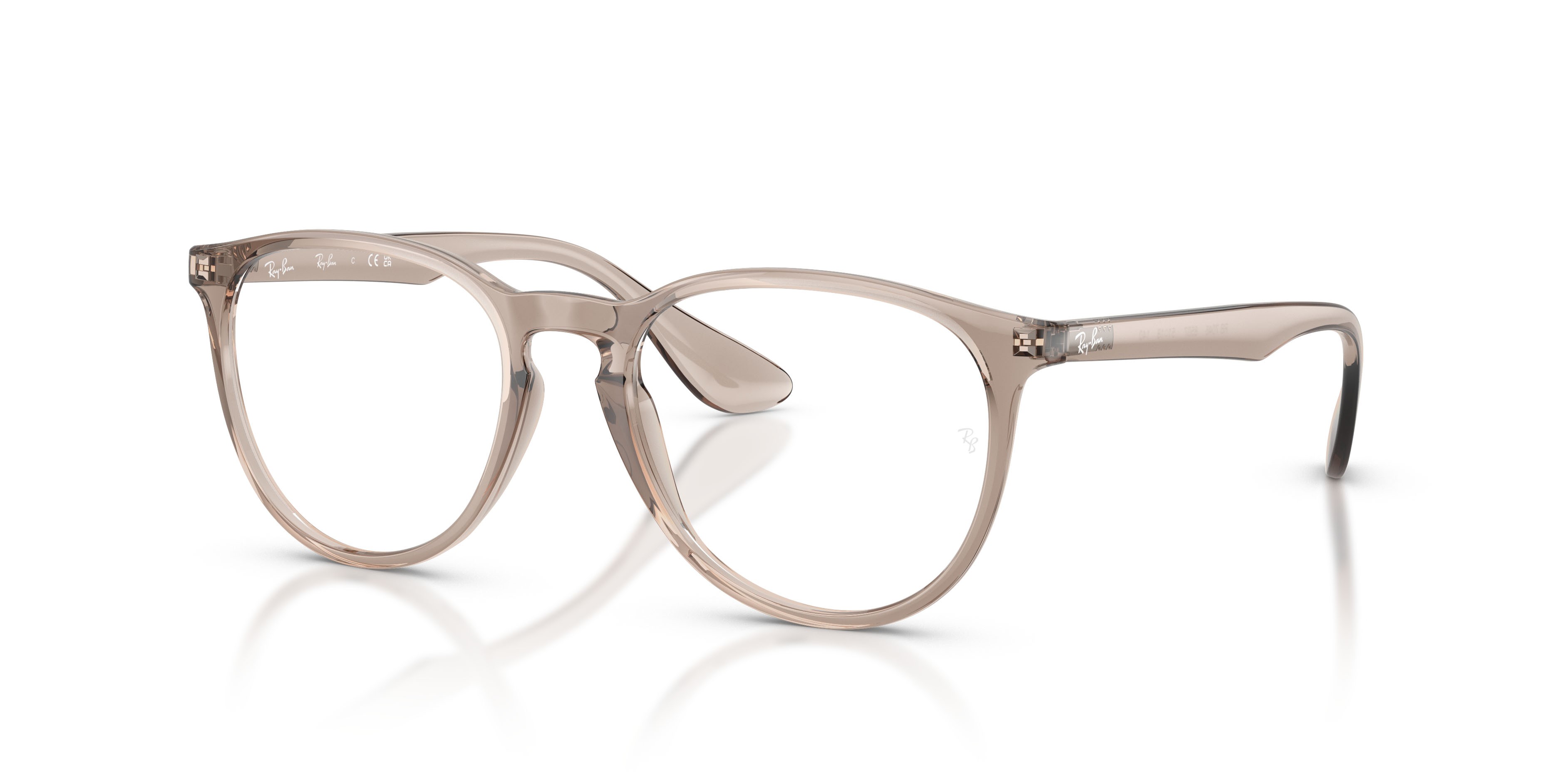 Eyeglasses Ray-Ban Erika RX 7046 (8507) - RB 7046 8507 color marrone chiaro trasparente shape round lenses trasparente