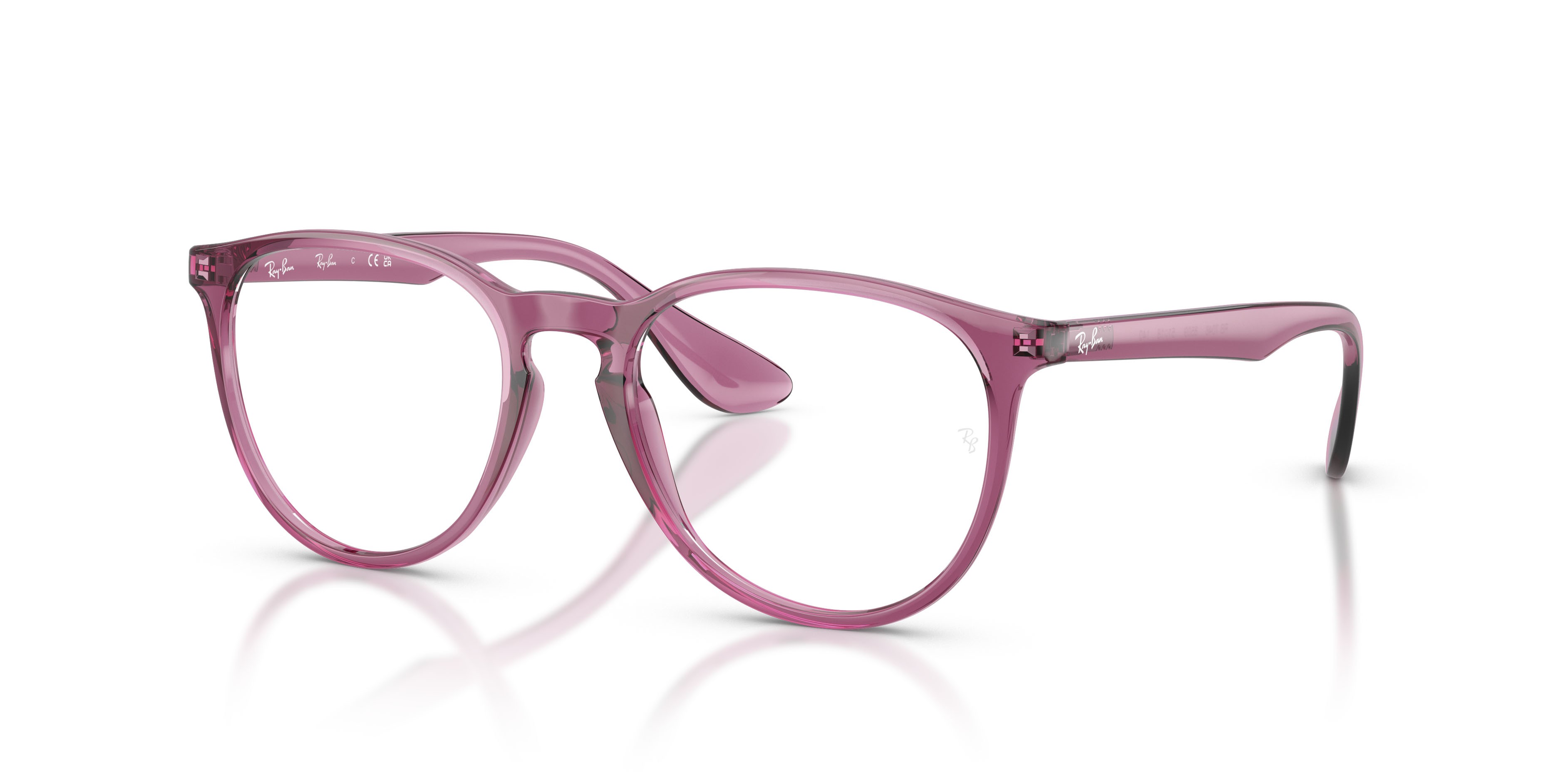 Brillen Ray-Ban Erika RX 7046 (8509) - RB 7046 8509 farbe viola trasparente form rund gläser trasparente