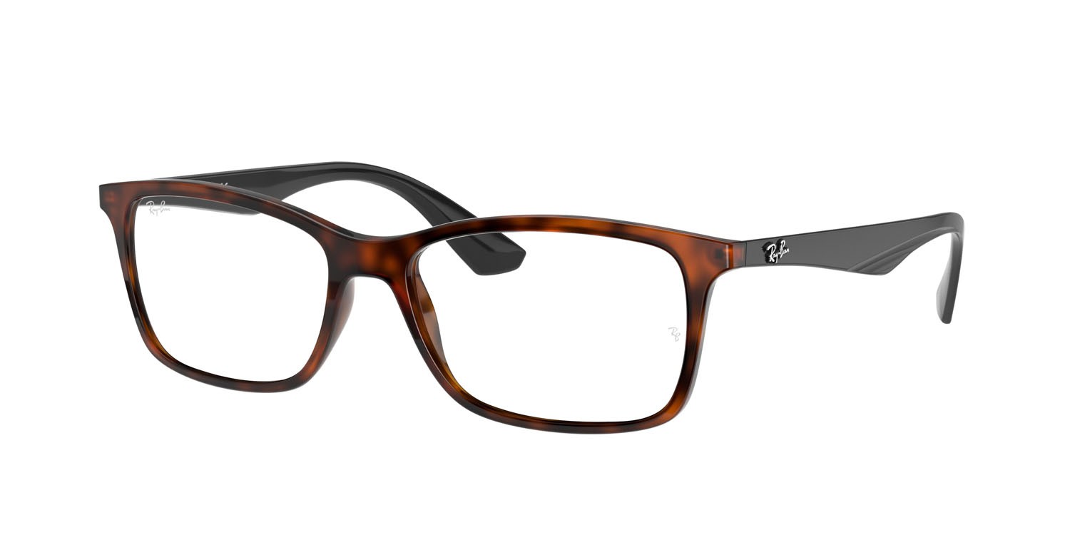 Brillen Ray-Ban RX 7047 (5847) - RB 7047 5847 farbe havana rosso form quadratisch gläser trasparente