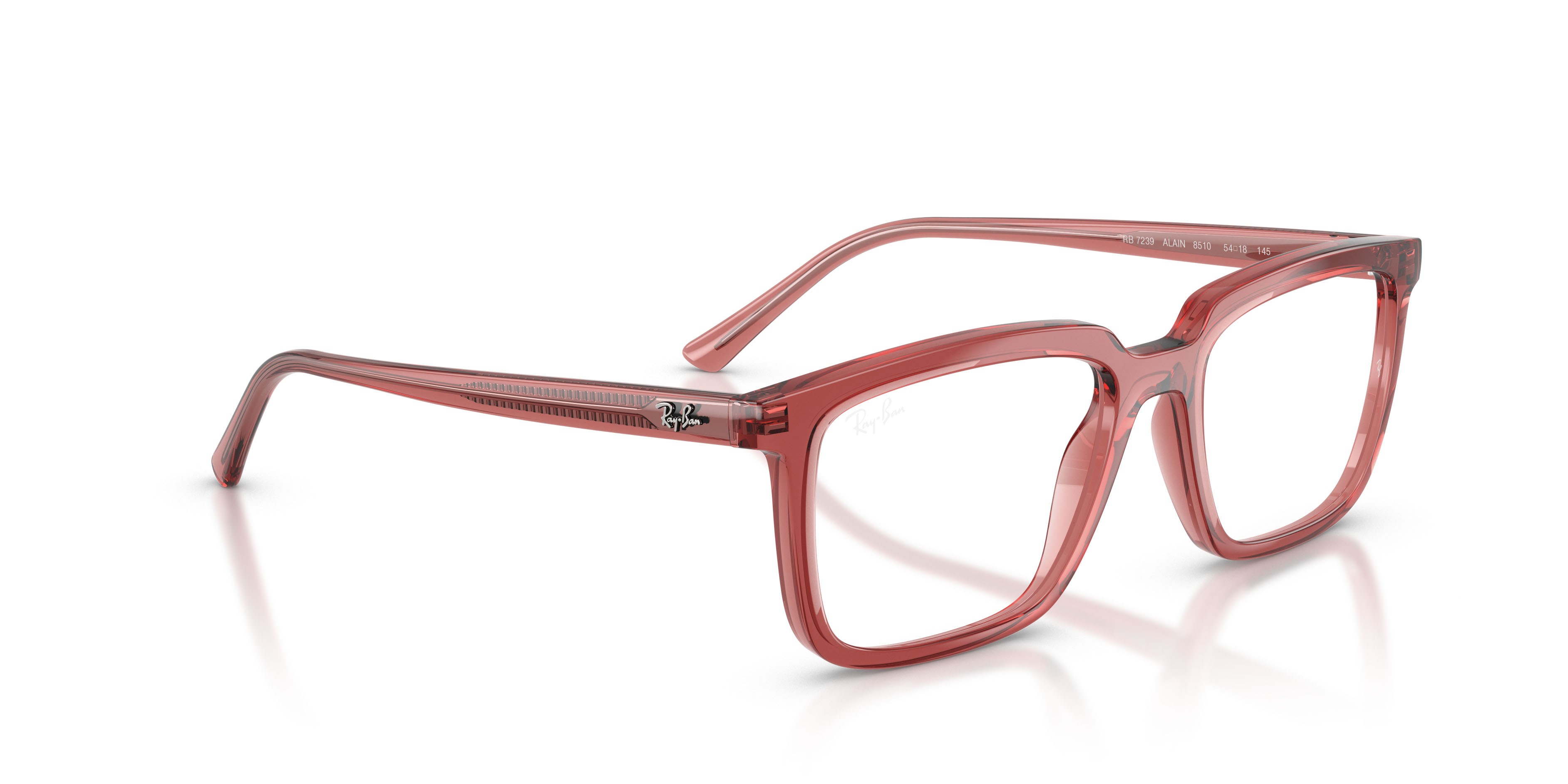 Occhiali da vista Ray-Ban Alain RX 7239 (8510) - RB 7239 8510 colore rosso trasparente forma rettangolare lenti trasparente