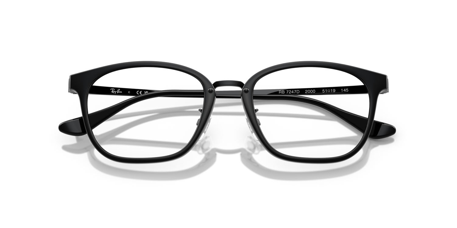 Occhiali da vista Ray-Ban RX 7247D (2000) - RB 7247D 2000 colore nero forma quadrato lenti trasparente