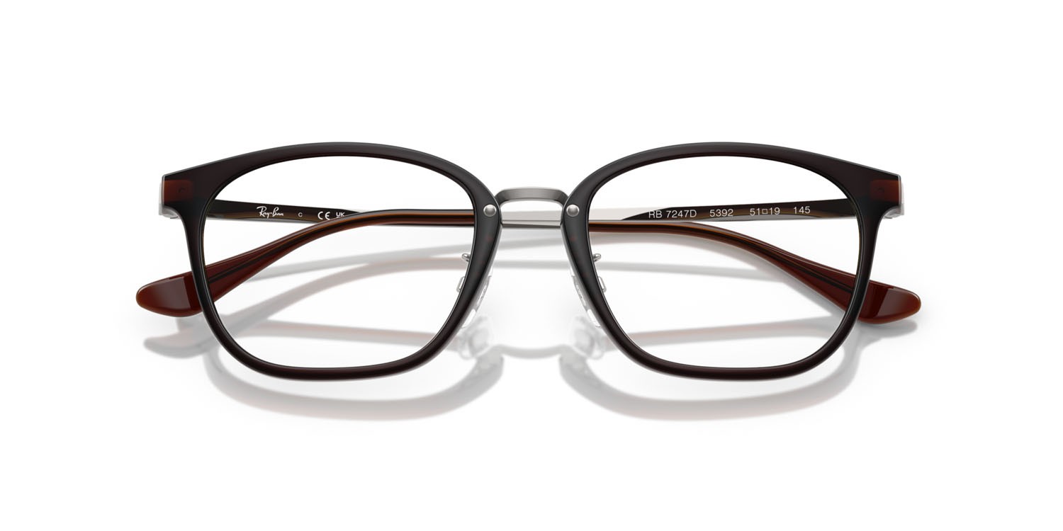 Occhiali da vista Ray-Ban RX 7247D (5392) - RB 7247D 5392 colore marrone scuro forma quadrato lenti trasparente