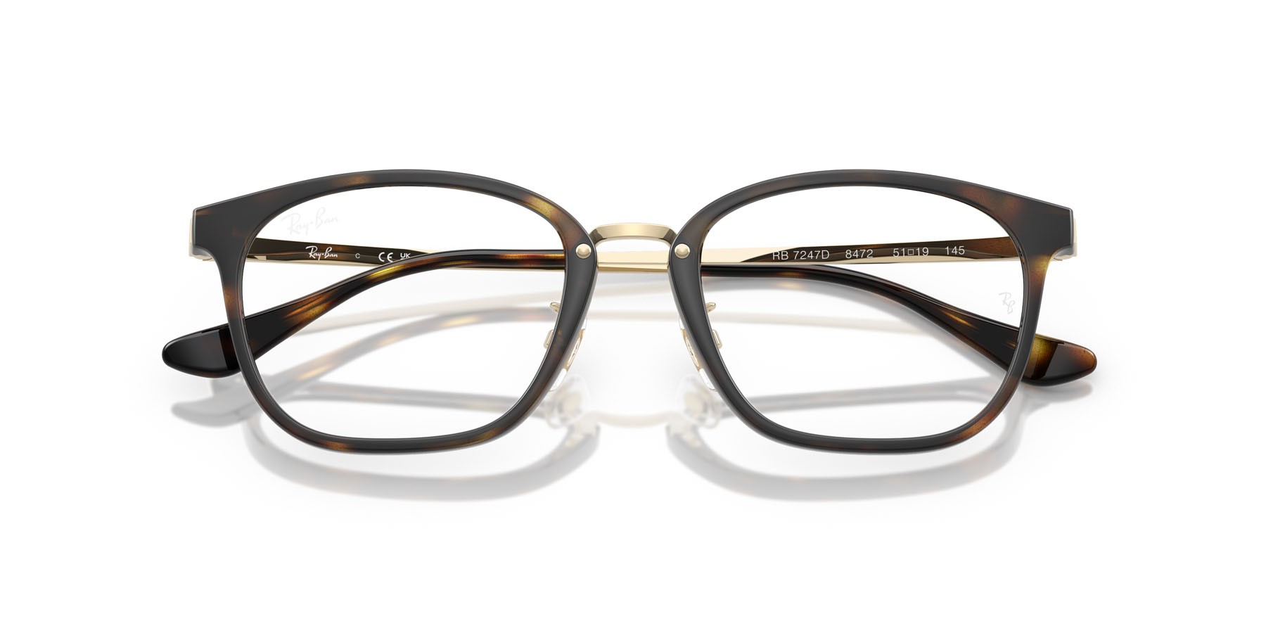 Occhiali da vista Ray-Ban RX 7247D (8472) - RB 7247D 8472 colore havana su oro pallido forma quadrato lenti trasparente