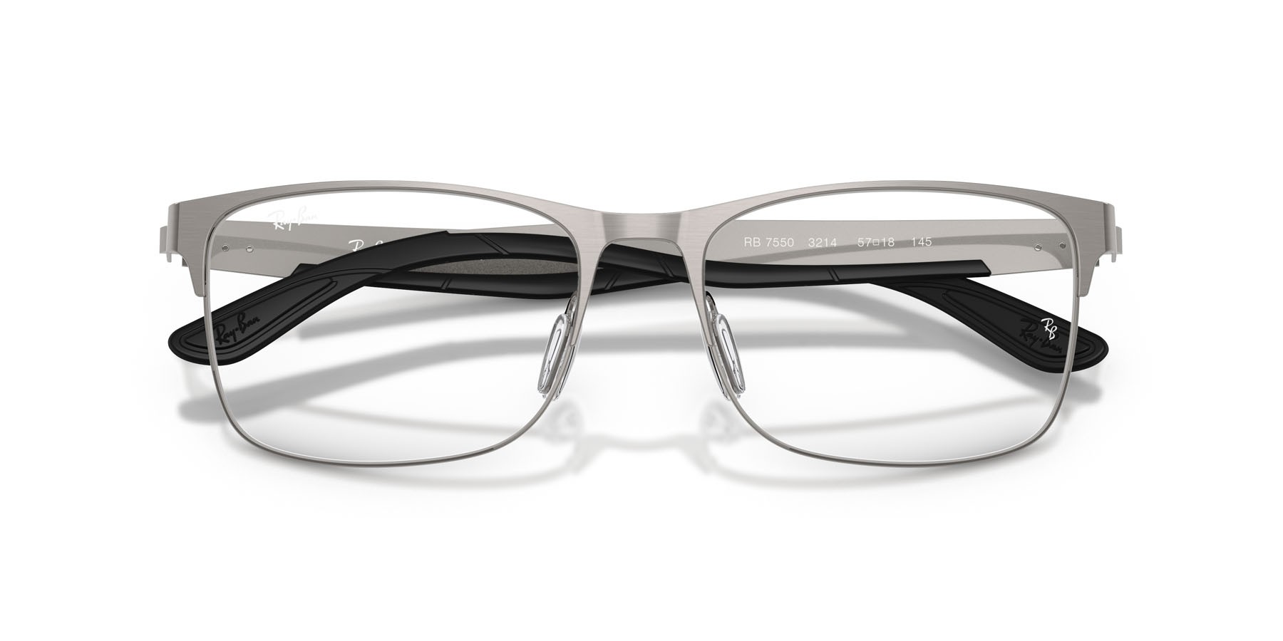 Occhiali da vista Ray-Ban RX 7550 (3214) - RB 7550 3214 colore gunmetal forma rettangolare lenti trasparente
