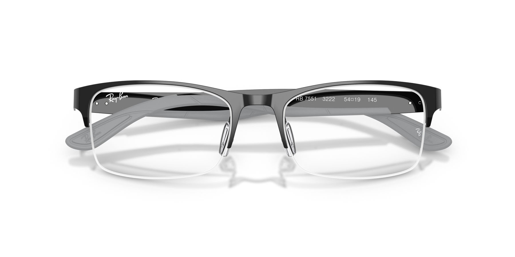 Occhiali da vista Ray-Ban RX 7551 (3222) - RB 7551 3222 colore nero forma rettangolare lenti trasparente