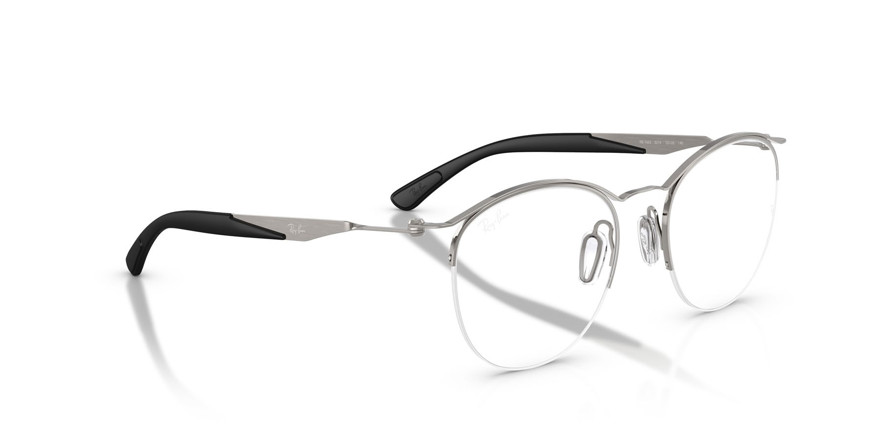 Eyeglasses Ray-Ban RX 7553 (3214) - RB 7553 3214 color gunmetal shape round lenses trasparente