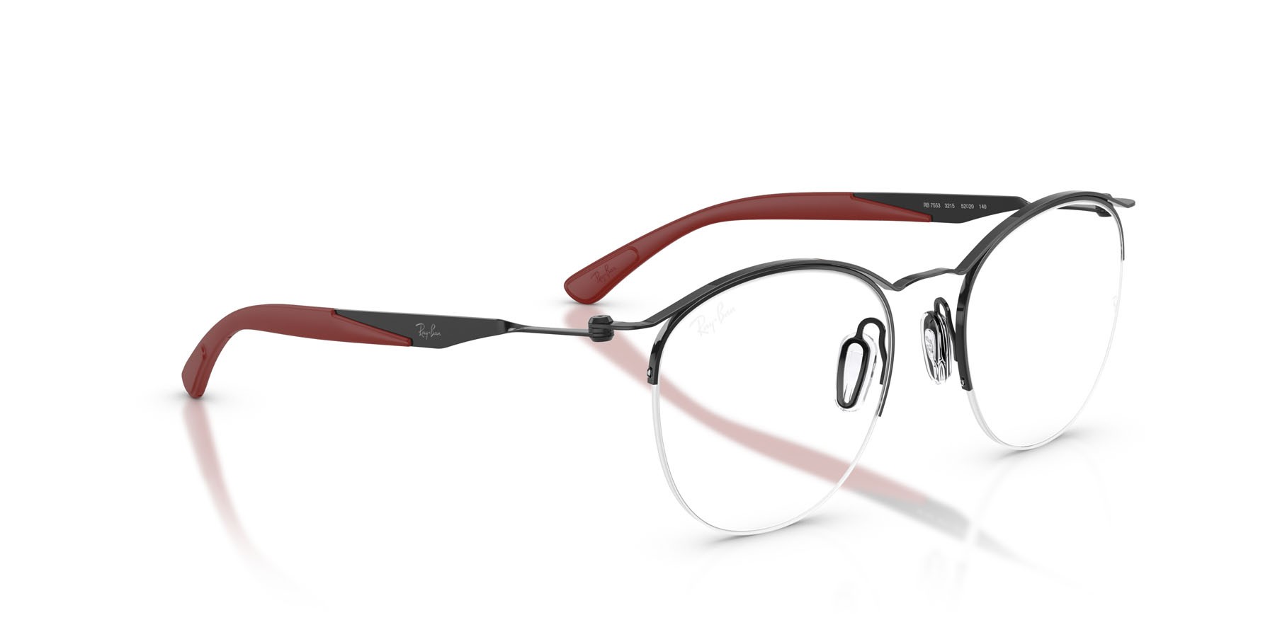 Eyeglasses Ray-Ban RX 7553 (3215) - RB 7553 3215 color nero shape round lenses trasparente