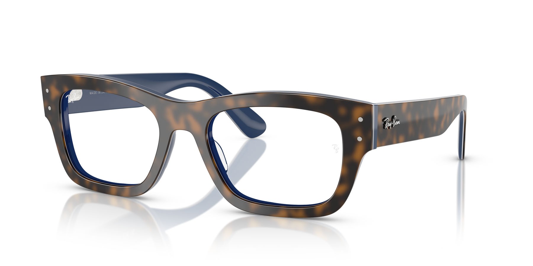 Eyeglasses Ray-Ban Joseph RX 7683V (8391) - RB 7683V 8391 color grigio havana su blu sfumato shape rectangle lenses lente demo