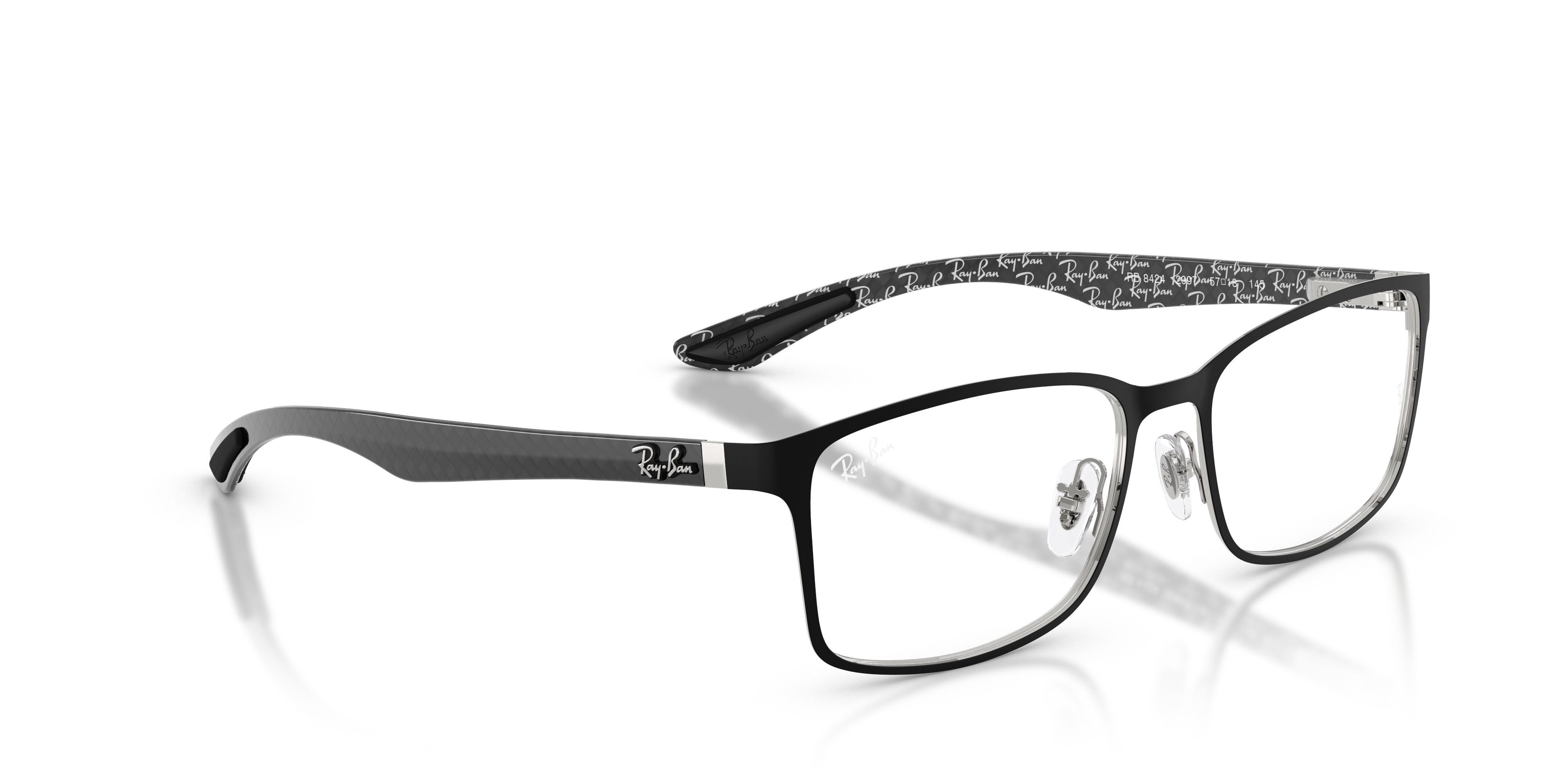 Occhiali da vista Ray-Ban RX 8424 (2997) - RB 8424 2997 colore nero opaco/argento forma rettangolare lenti trasparente