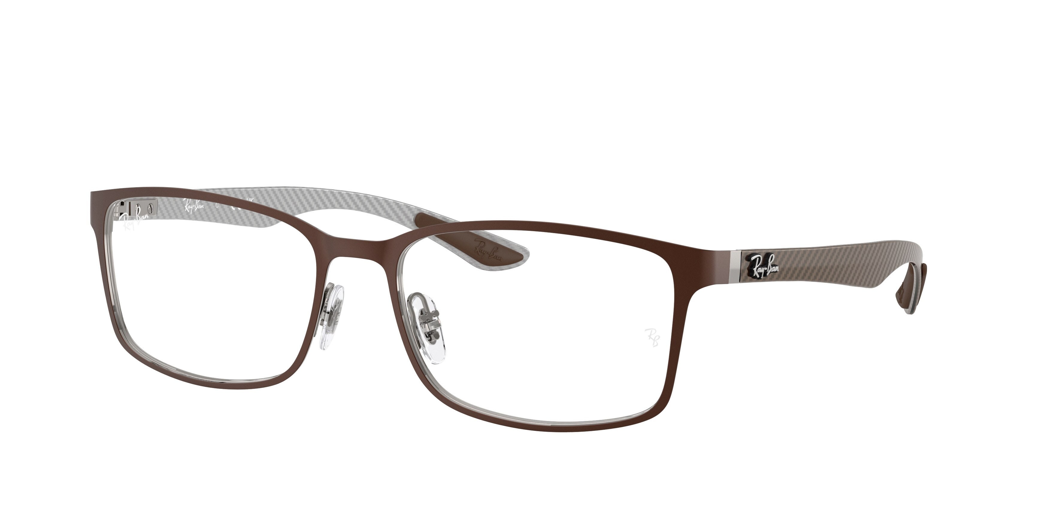 Occhiali da vista Ray-Ban RX 8424 (3227) - RB 8424 3227 colore marrone opaco/gunmetal forma rettangolare lenti trasparente