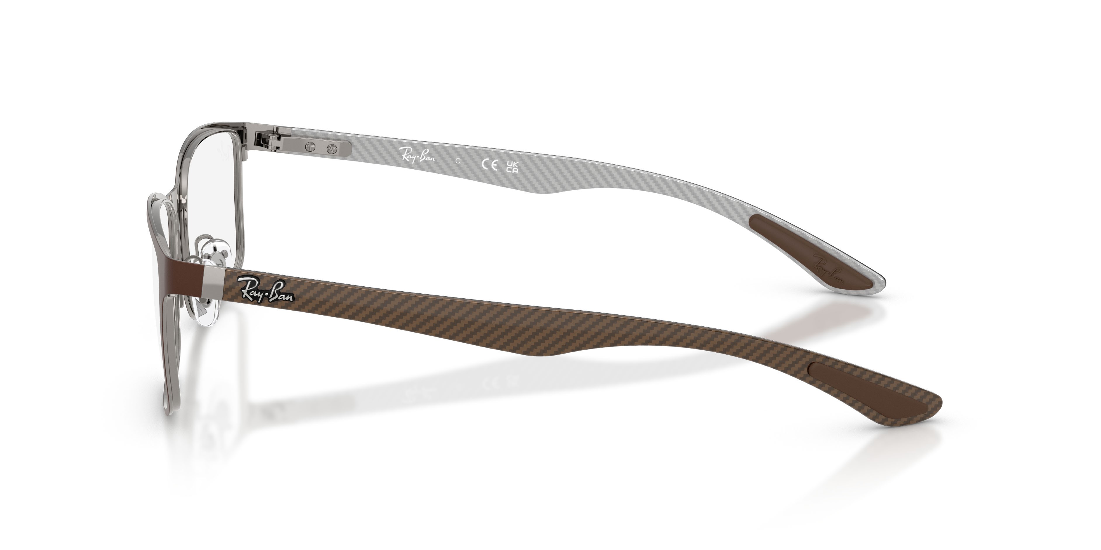 Occhiali da vista Ray-Ban RX 8424 (3227) - RB 8424 3227 colore marrone opaco/gunmetal forma rettangolare lenti trasparente