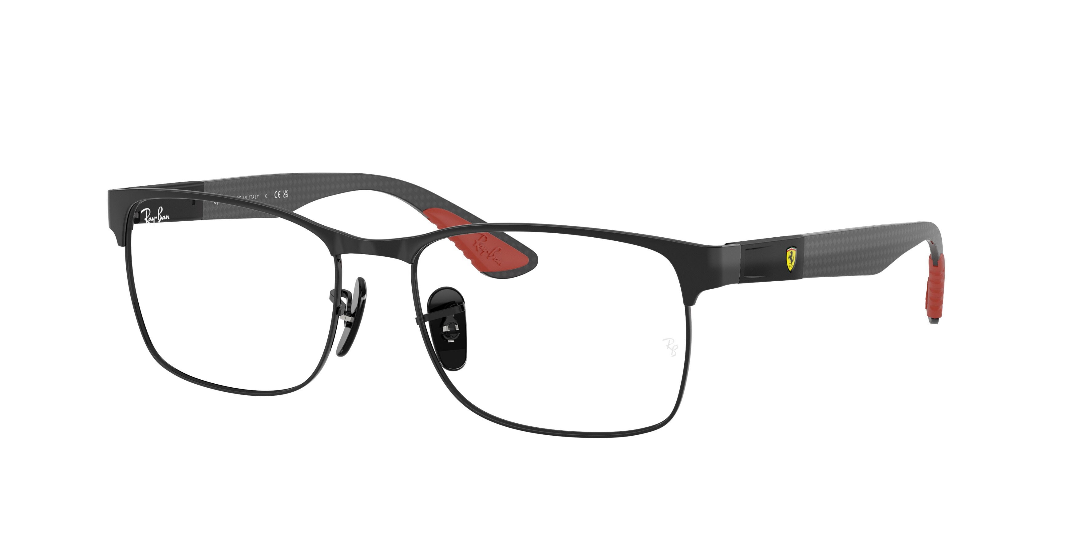 Occhiali da vista Ray-Ban Scuderia Ferrari RX 8425M (F002) - RB 8425M F002 colore nero opaco forma quadrato lenti lente demo