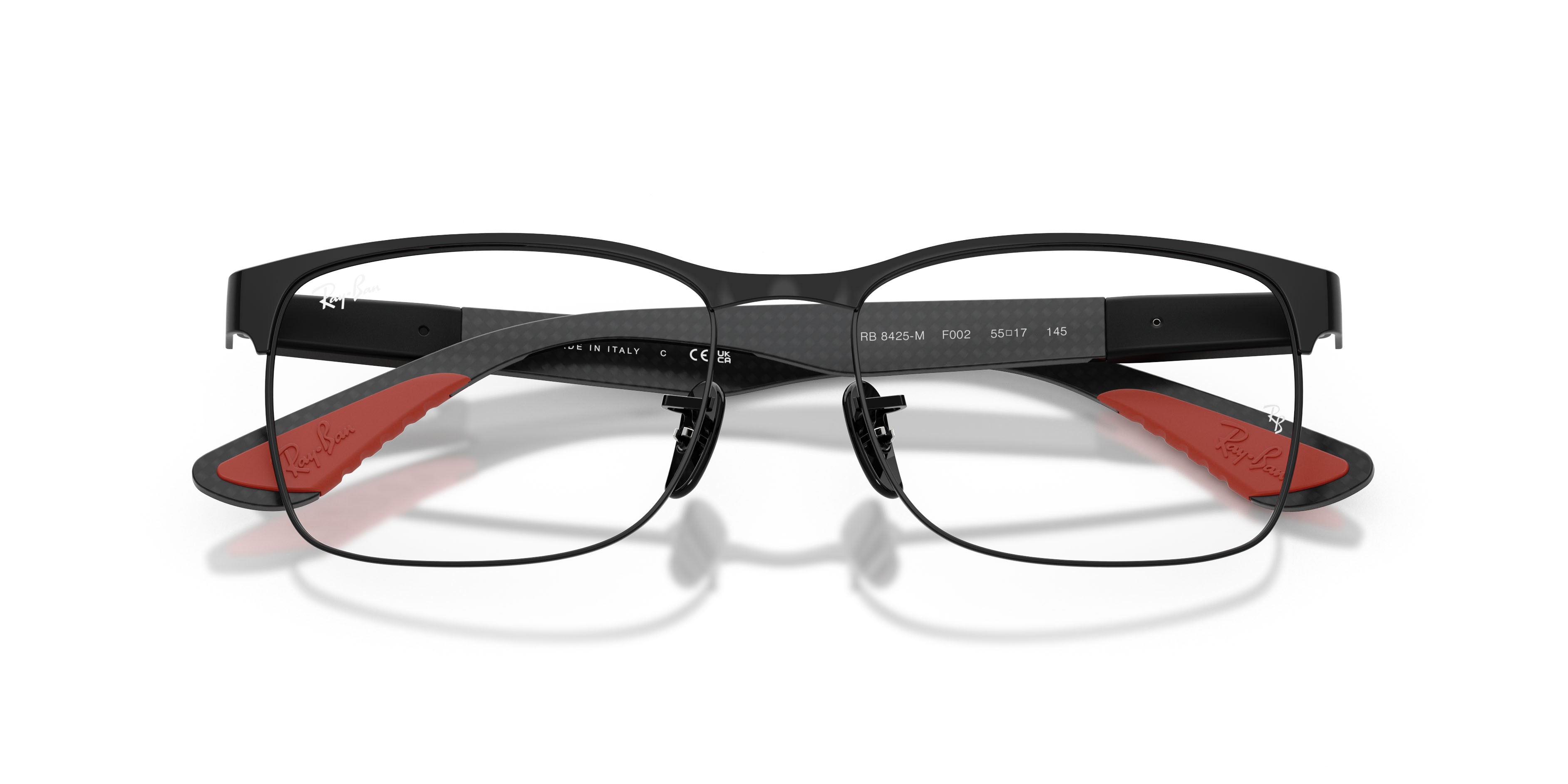 Occhiali da vista Ray-Ban Scuderia Ferrari RX 8425M (F002) - RB 8425M F002 colore nero opaco forma quadrato lenti lente demo