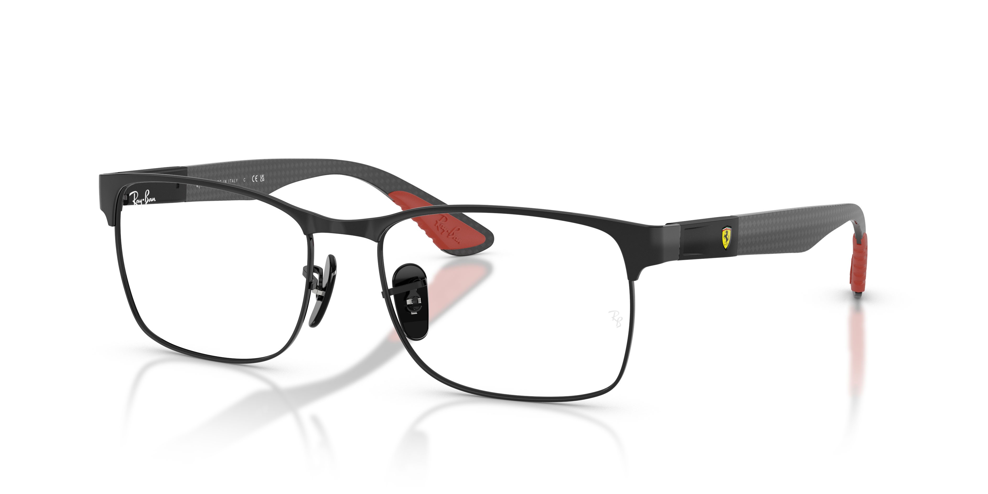 Occhiali da vista Ray-Ban Scuderia Ferrari RX 8425M (F002) - RB 8425M F002 colore nero opaco forma quadrato lenti lente demo