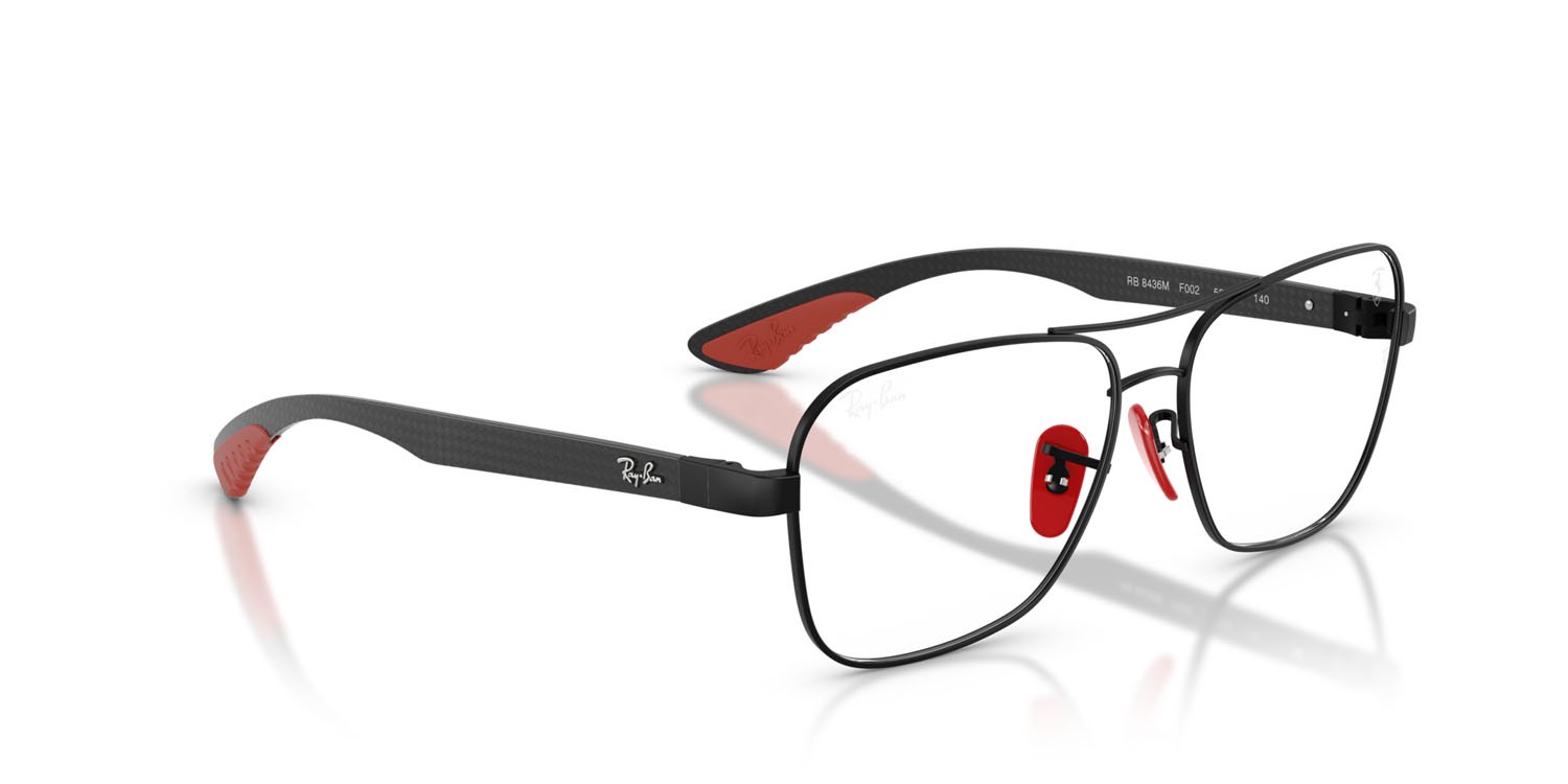Occhiali da vista Ray-Ban Scuderia Ferrari RX 8436M (F002) - RB 8436M F002 colore nero opaco forma quadrato lenti trasparente