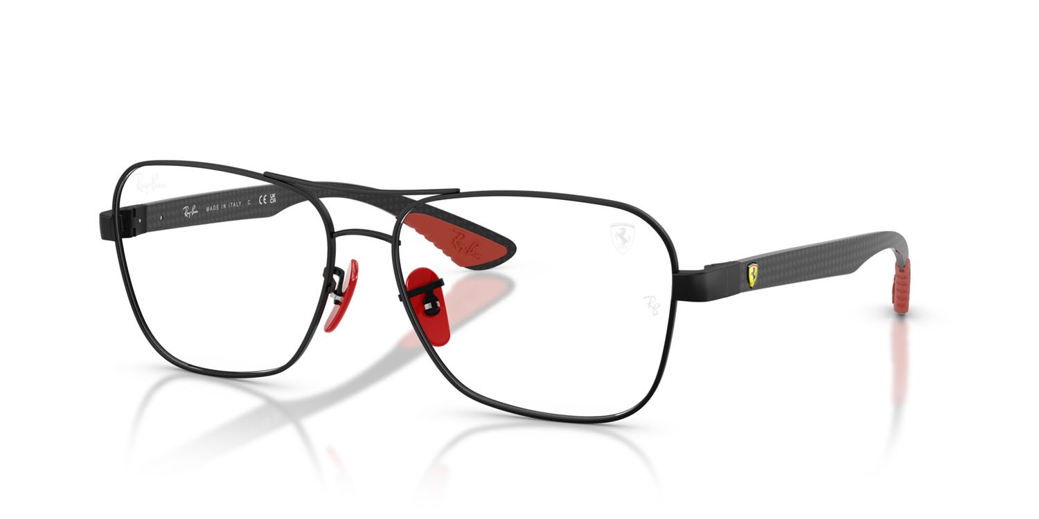 Occhiali da vista Ray-Ban Scuderia Ferrari RX 8436M (F002) - RB 8436M F002 colore nero opaco forma quadrato lenti trasparente