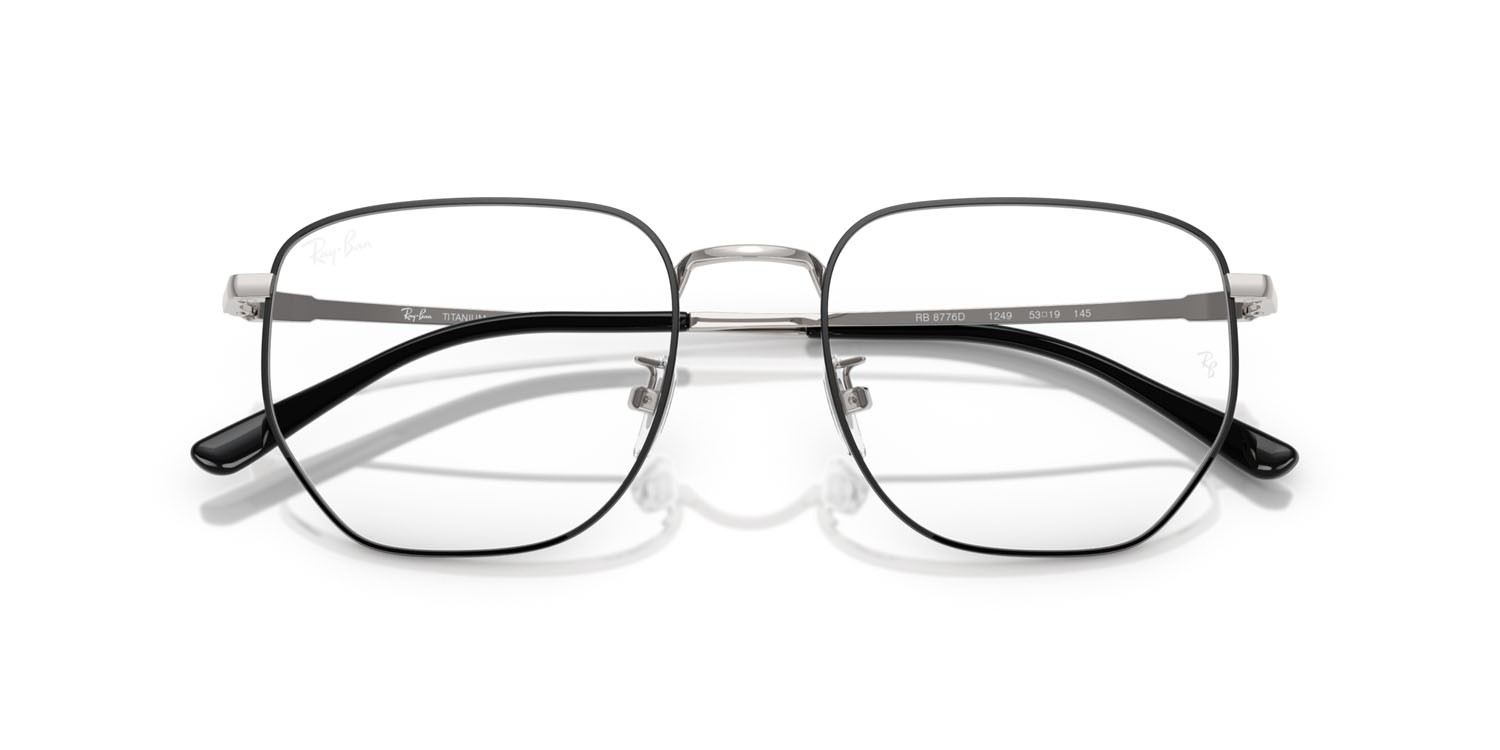 Eyeglasses Ray-Ban RX 8776D (1249) - RB 8776D 1249 color nero su argento shape irregular lenses trasparente