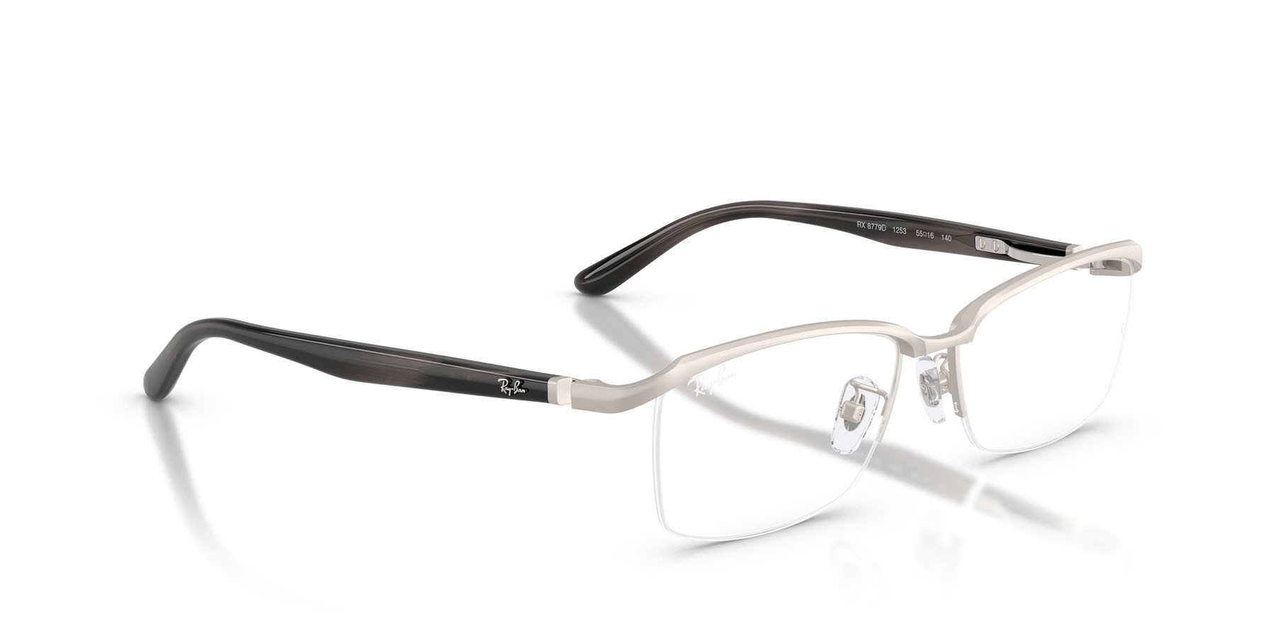 Eyeglasses Ray-Ban RX 8779D (1253) - RB 8779D 1253 color argento spazzolato shape square lenses trasparente