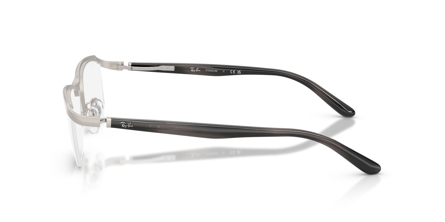 Eyeglasses Ray-Ban RX 8779D (1253) - RB 8779D 1253 color argento spazzolato shape square lenses trasparente