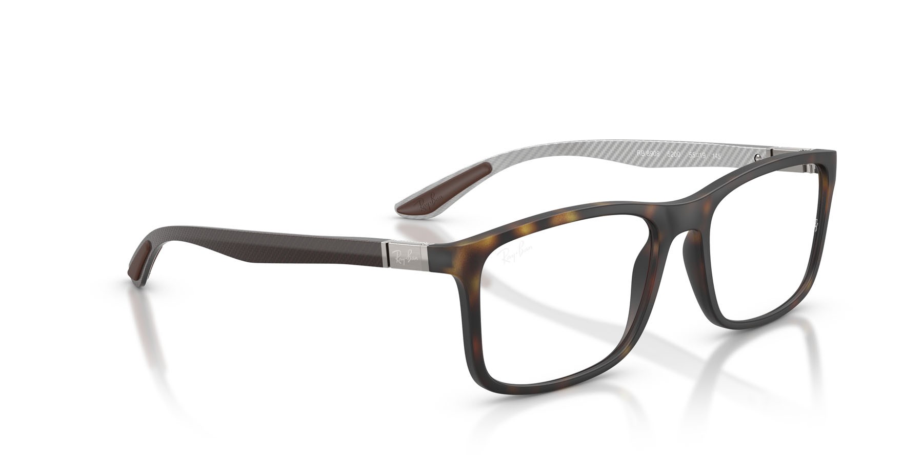 Eyeglasses Ray-Ban RX 8908 (5200) - RB 8908 5200 color havana opaco shape rectangle lenses trasparente