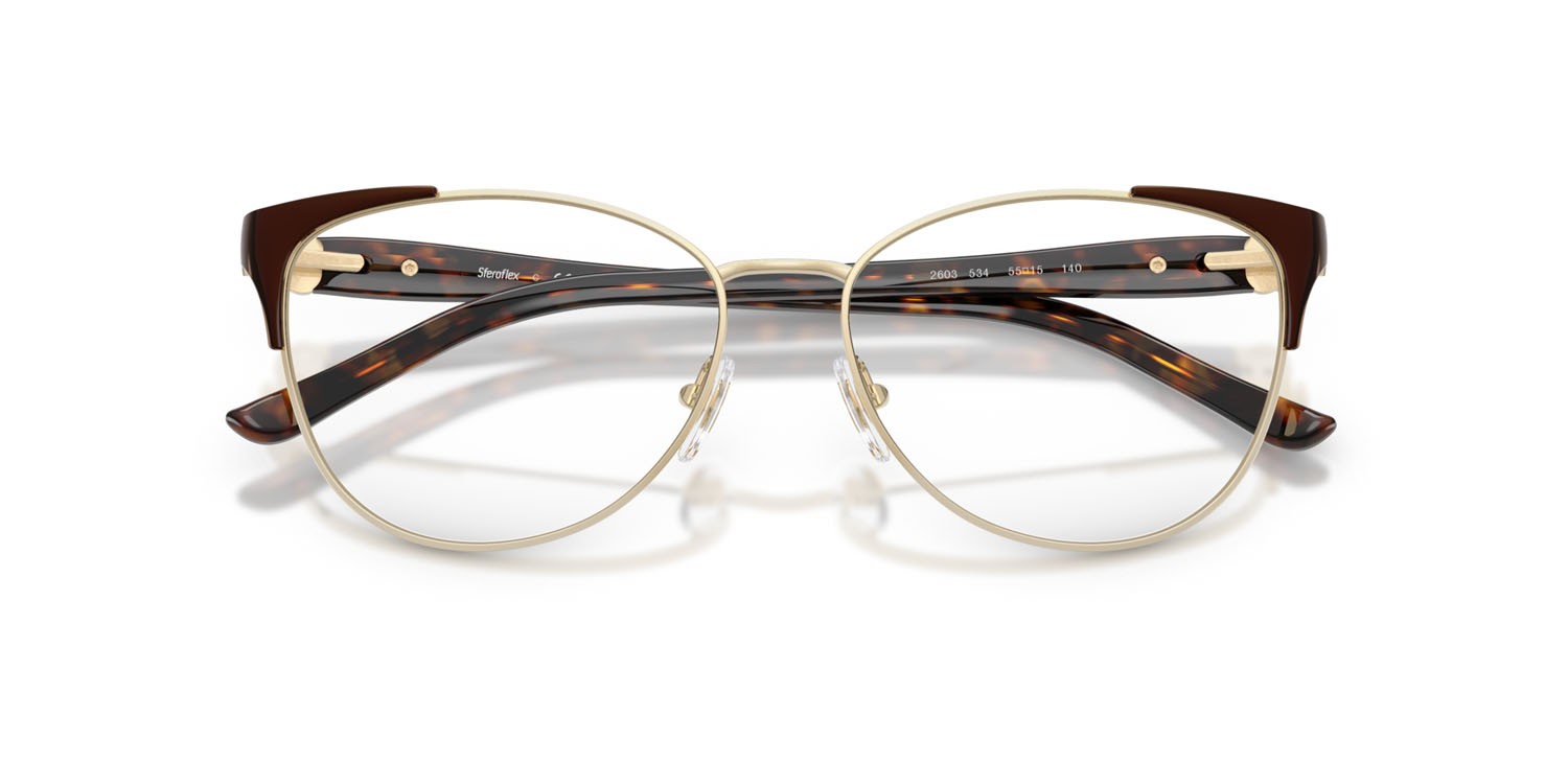Eyeglasses Sferoflex SF 2603 (534) color oro pallido lucido/paper havana shape butterfly lenses lente demo