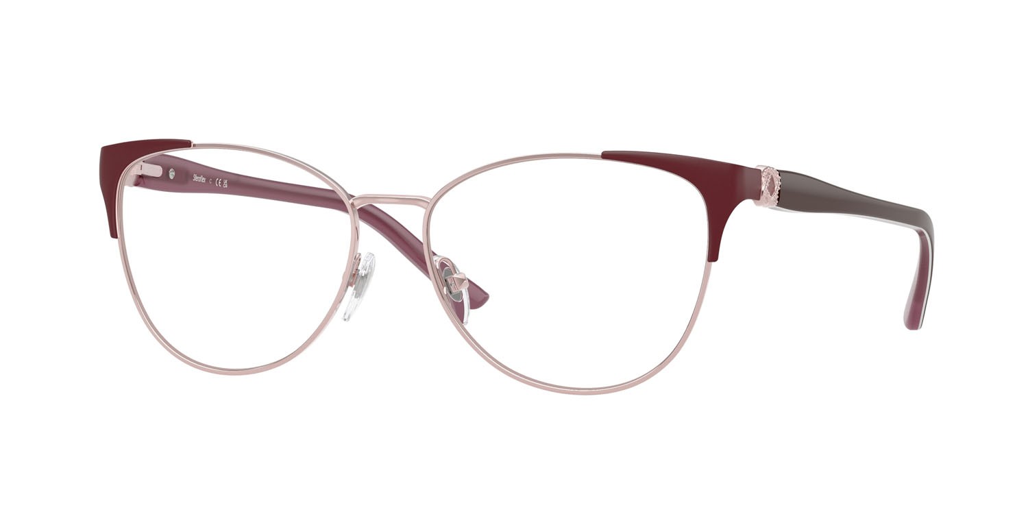 Eyeglasses Sferoflex SF 2603 (536) color rosa lucido/bordeaux gunmetal opaco shape butterfly lenses lente demo