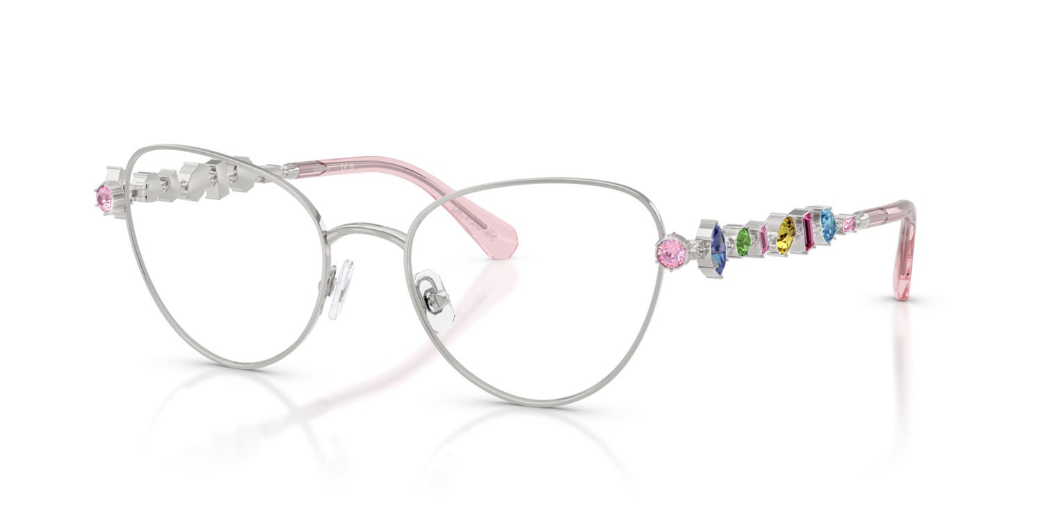 Occhiali da vista Swarovski SK 1024 (401M) colore argento forma cat eye lenti lente demo