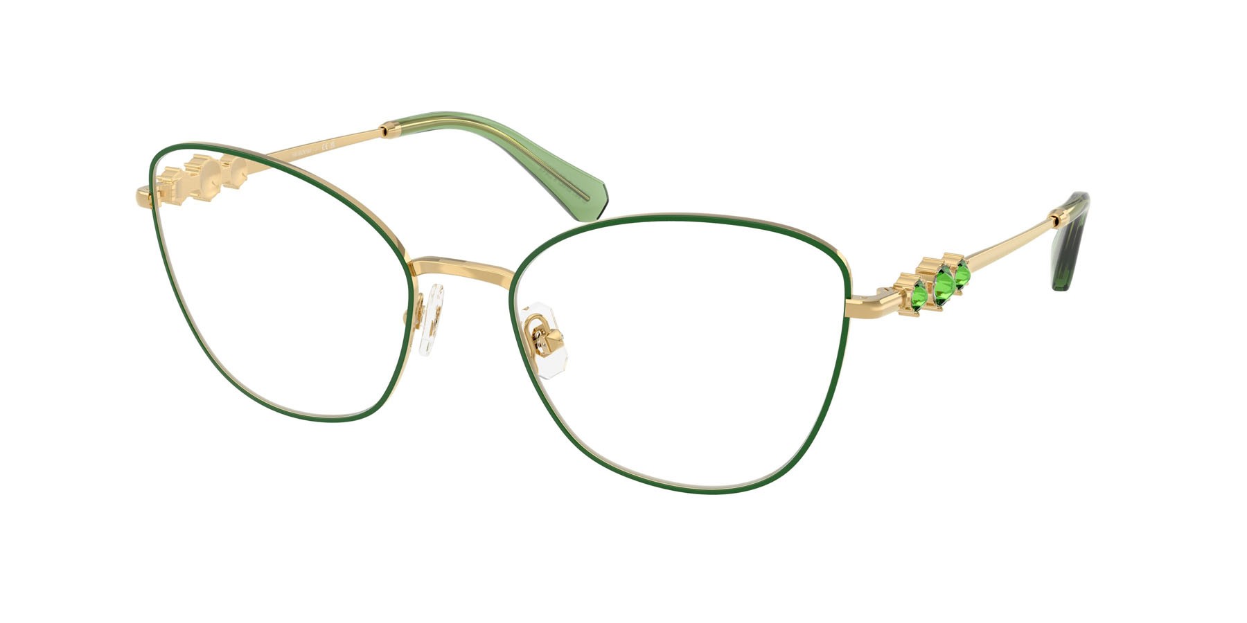 Eyeglasses Swarovski SK 1034 (4044) color oro/verde shape cat eye lenses lente demo