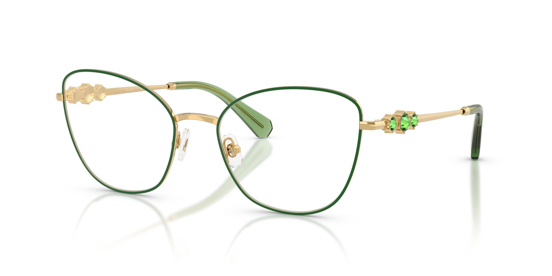 Eyeglasses Swarovski SK 1034 (4044) color oro/verde shape cat eye lenses lente demo
