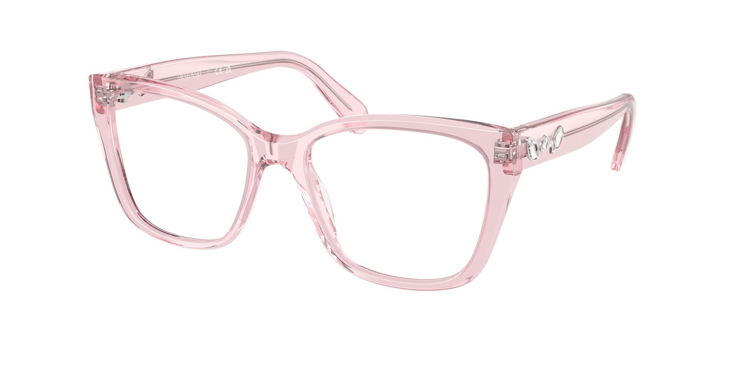 Eyeglasses Swarovski SK 2008 (3001) color rosa trasparente shape irregular lenses lente demo