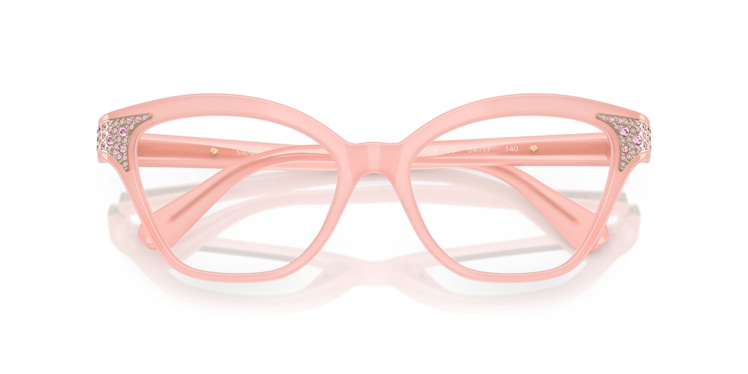Eyeglasses Swarovski SK 2029 (1031) color rosa perlaceo shape cat eye lenses lente demo