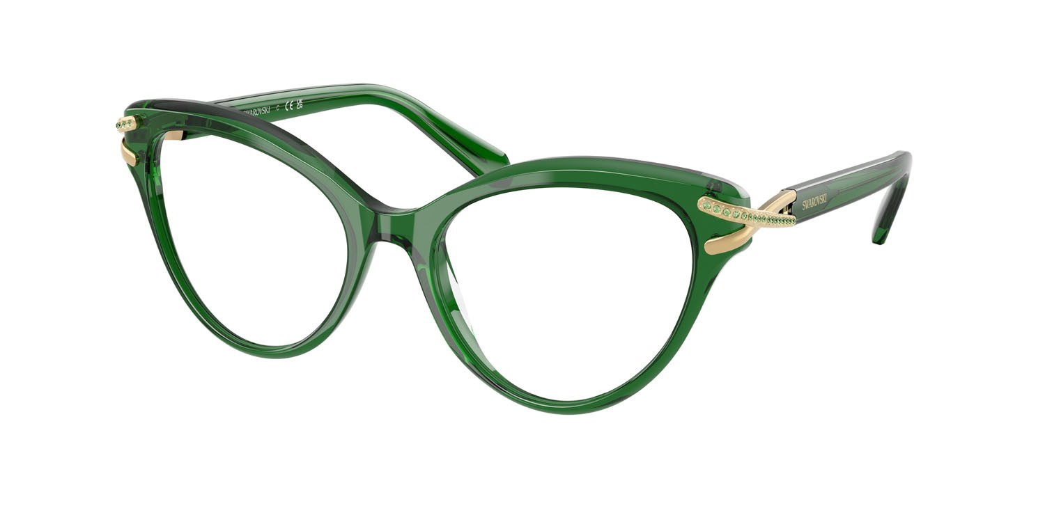 Eyeglasses Swarovski SK 2030 (1064) color verde trasparente shape cat eye lenses lente demo