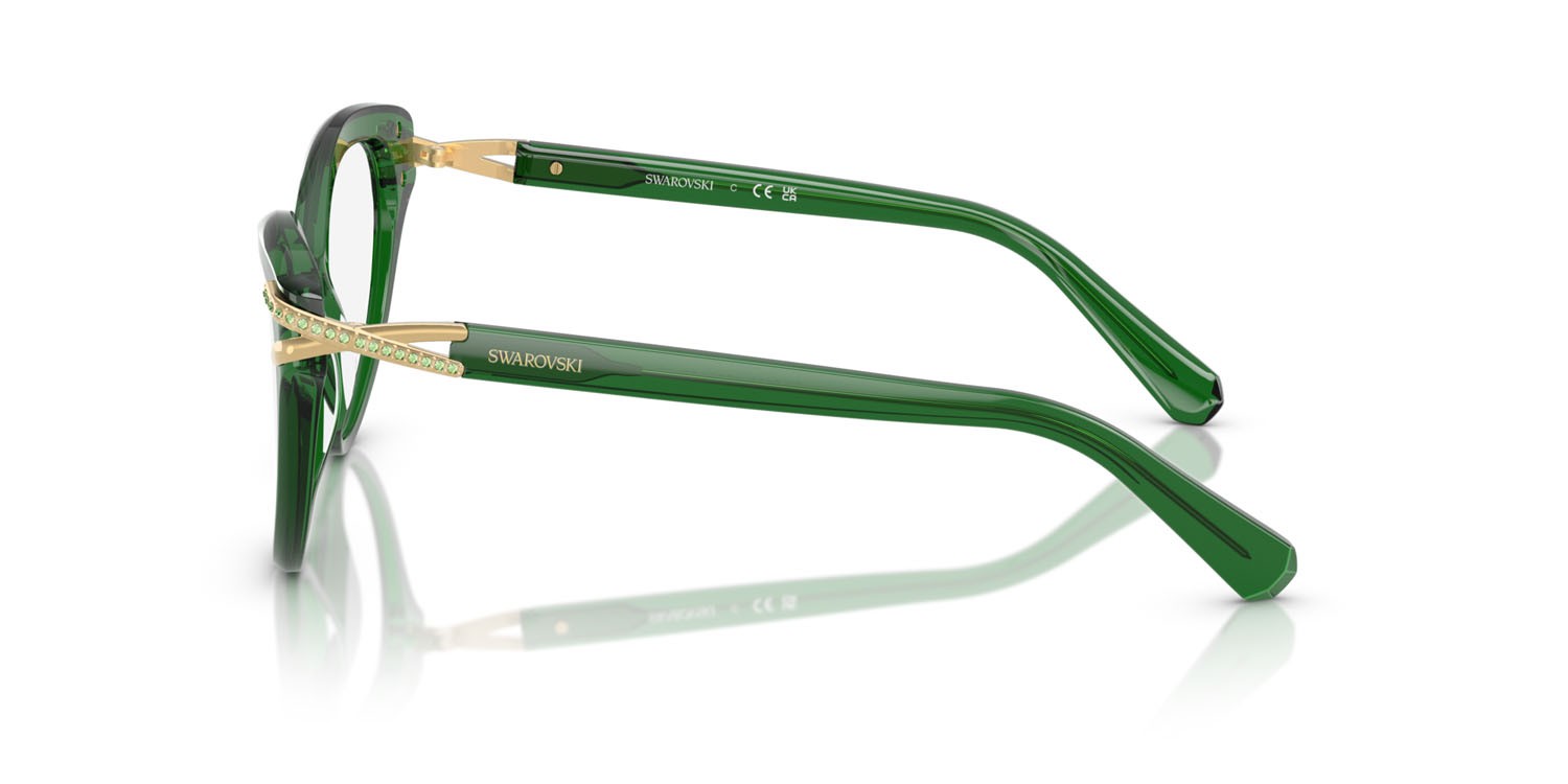 Eyeglasses Swarovski SK 2030 (1064) color verde trasparente shape cat eye lenses lente demo