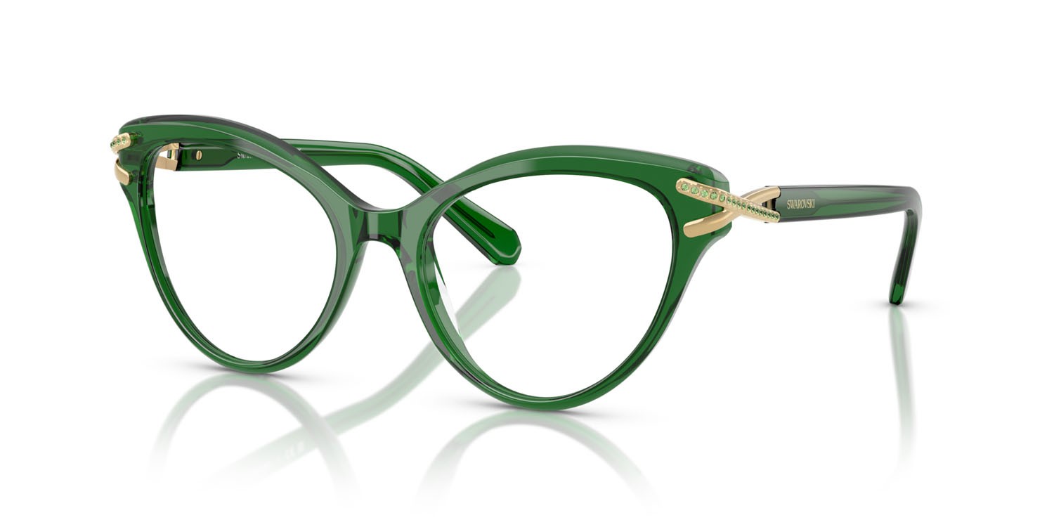 Eyeglasses Swarovski SK 2030 (1064) color verde trasparente shape cat eye lenses lente demo