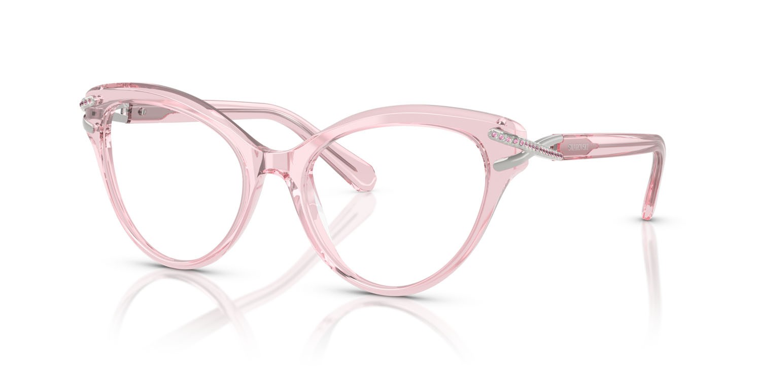 Eyeglasses Swarovski SK 2030 (3001) color rosa trasparente shape cat eye lenses lente demo