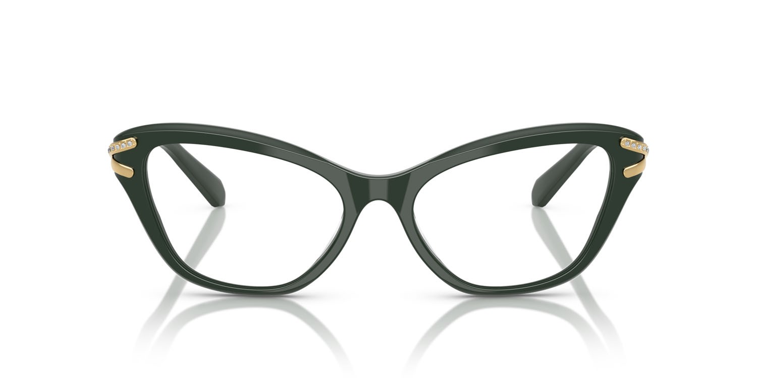 Eyeglasses Swarovski SK 2031 (1026) color verde scuro shape cat eye lenses lente demo