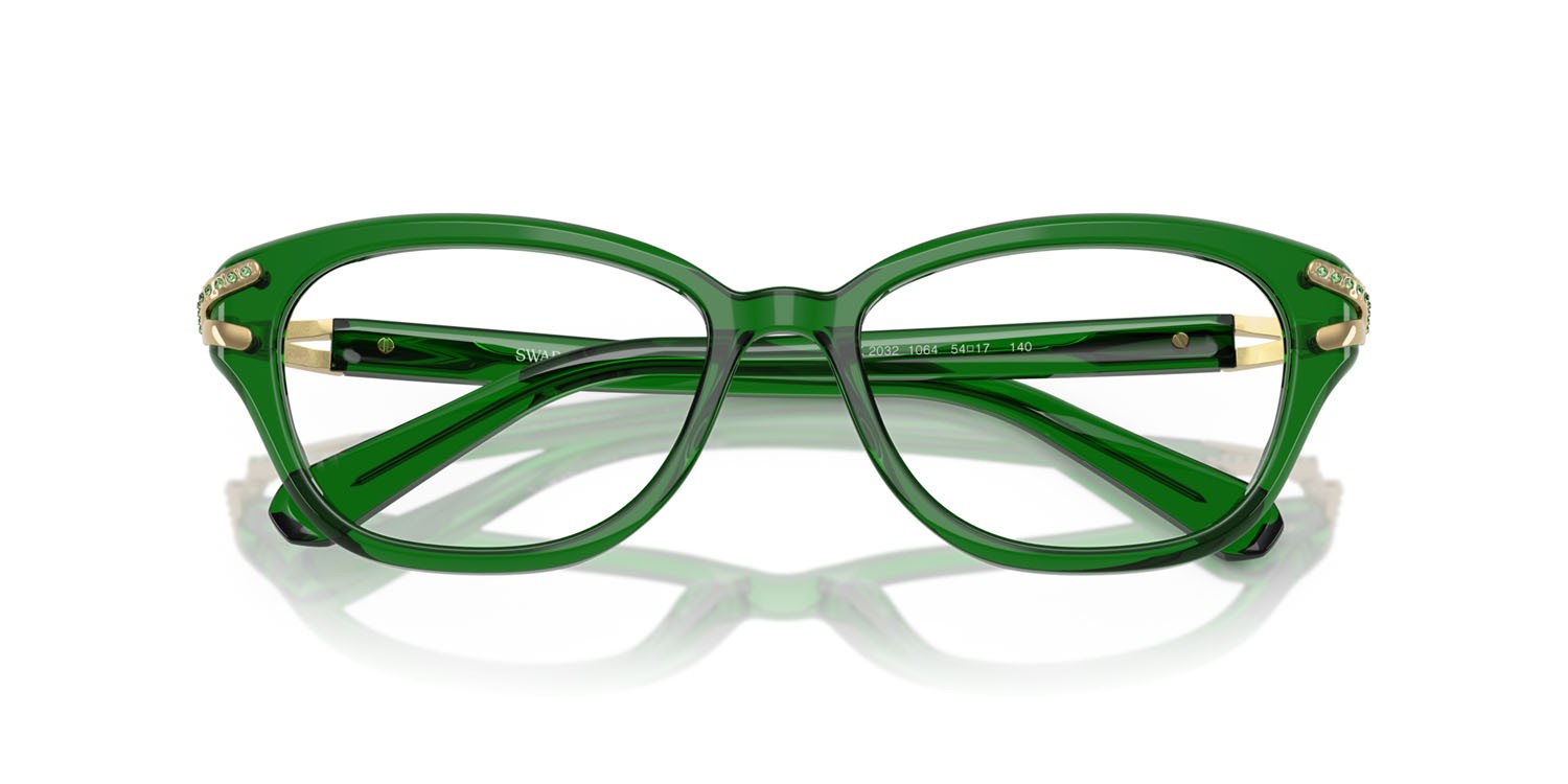 Eyeglasses Swarovski SK 2032 (1064) color verde trasparente shape square lenses lente demo