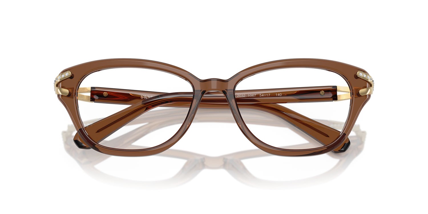 Eyeglasses Swarovski SK 2032 (1067) color marrone trasparente shape square lenses lente demo