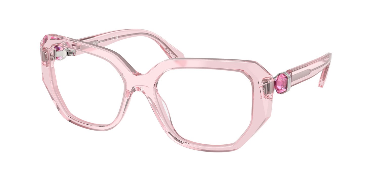 Eyeglasses Swarovski SK 2035 (3001) color rosa trasparente shape irregular lenses lente demo