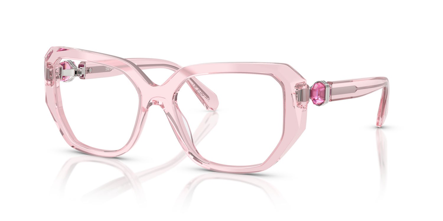Eyeglasses Swarovski SK 2035 (3001) color rosa trasparente shape irregular lenses lente demo