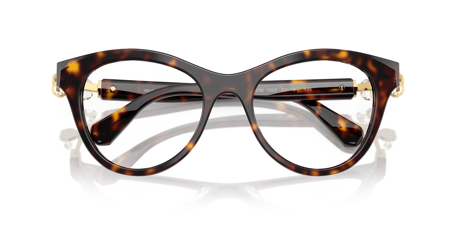 Eyeglasses Swarovski SK 2036 (1002) color havana scuro shape round lenses lente demo