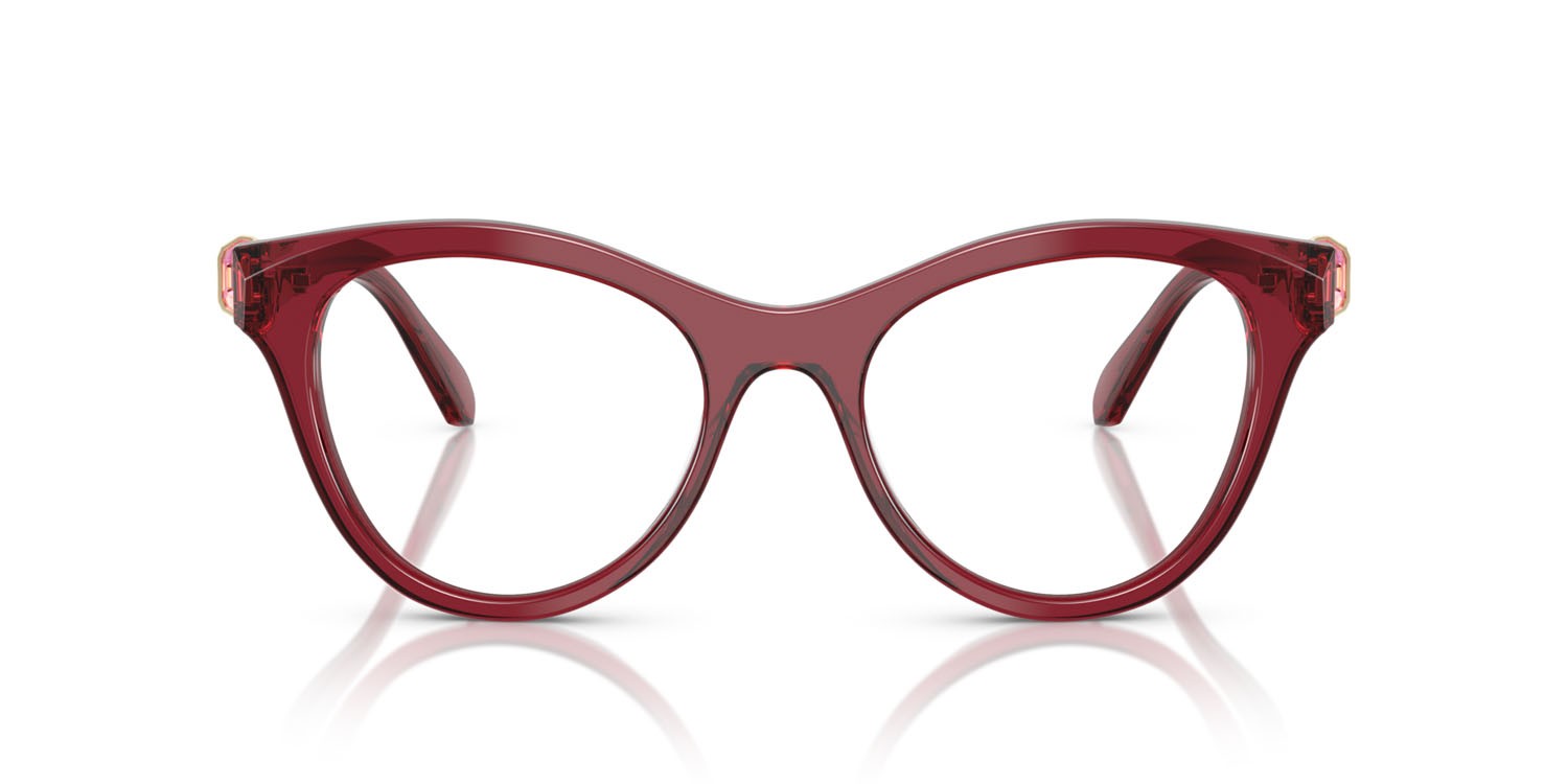 Eyeglasses Swarovski SK 2036 (1055) color borgogna trasparente shape round lenses lente demo