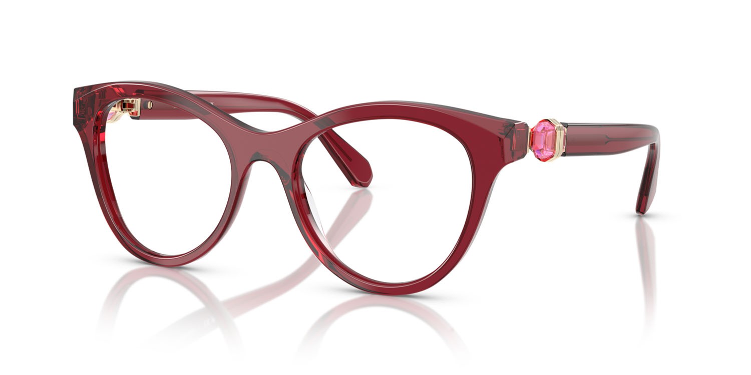 Eyeglasses Swarovski SK 2036 (1055) color borgogna trasparente shape round lenses lente demo