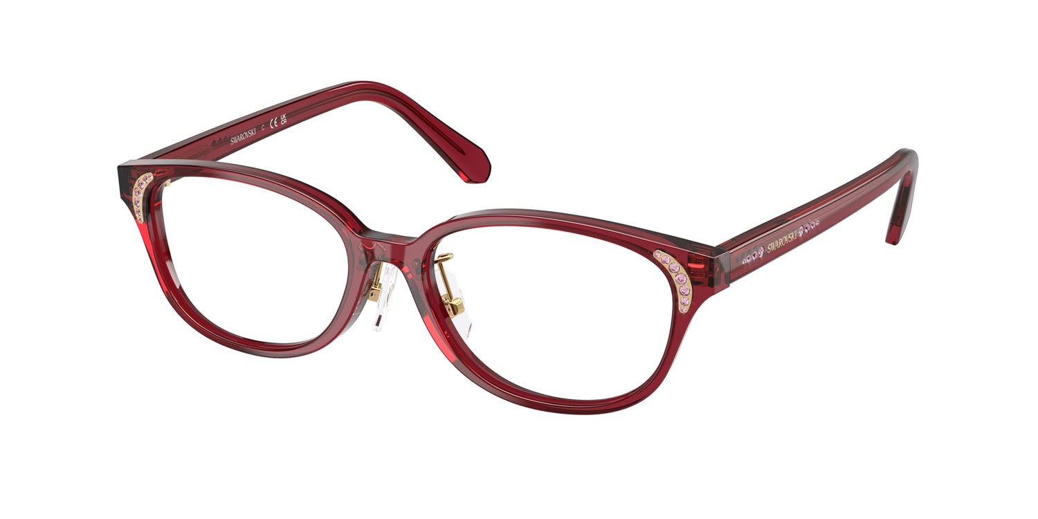 Eyeglasses Swarovski SK 2040D (1055) color borgogna trasparente shape oval lenses lente demo